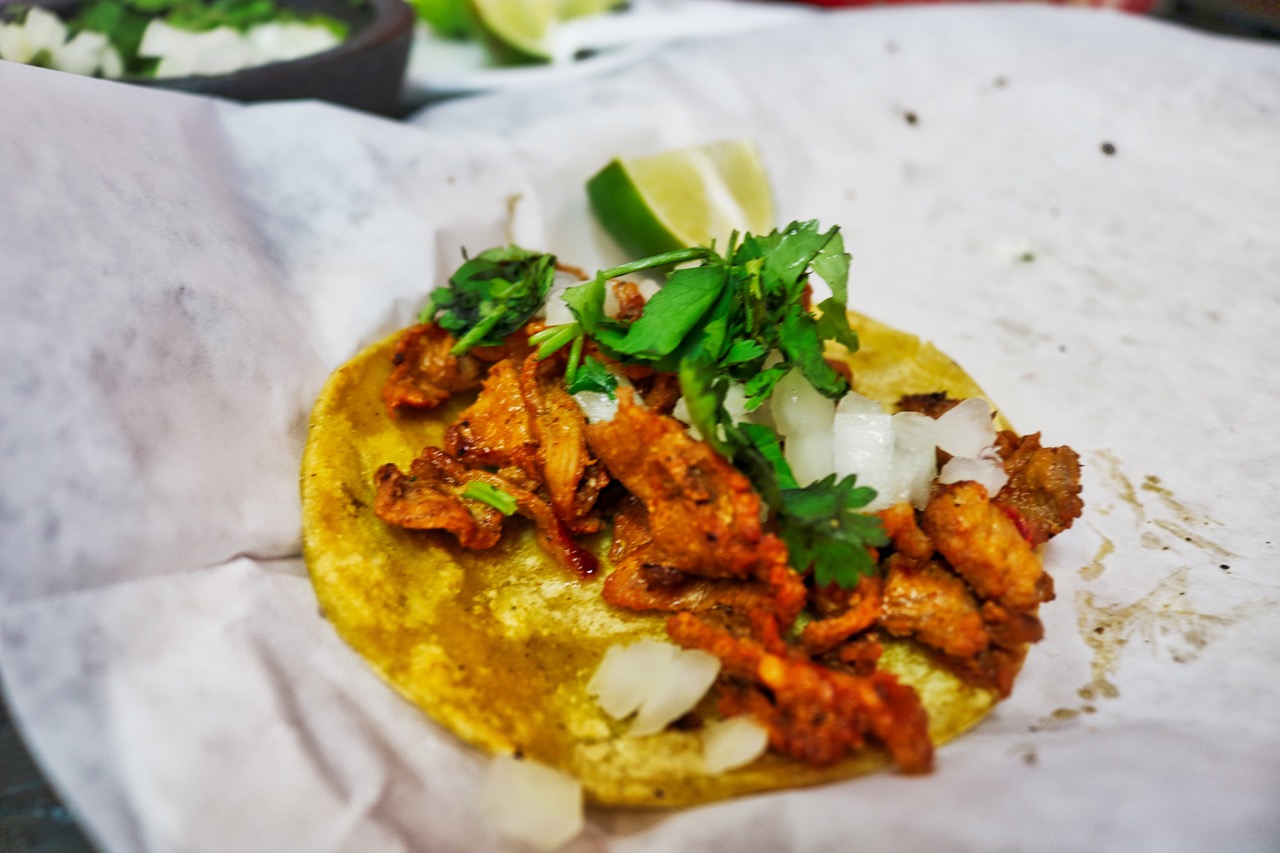 A close up of some food on top of a tortilla