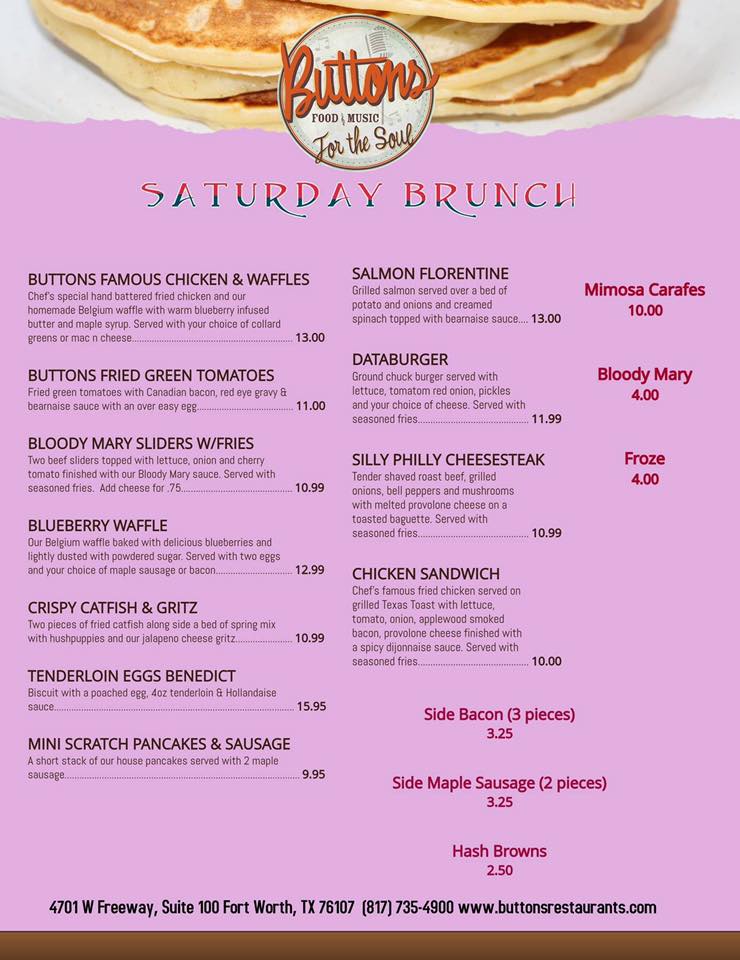 A menu of the saturday brunch restaurant