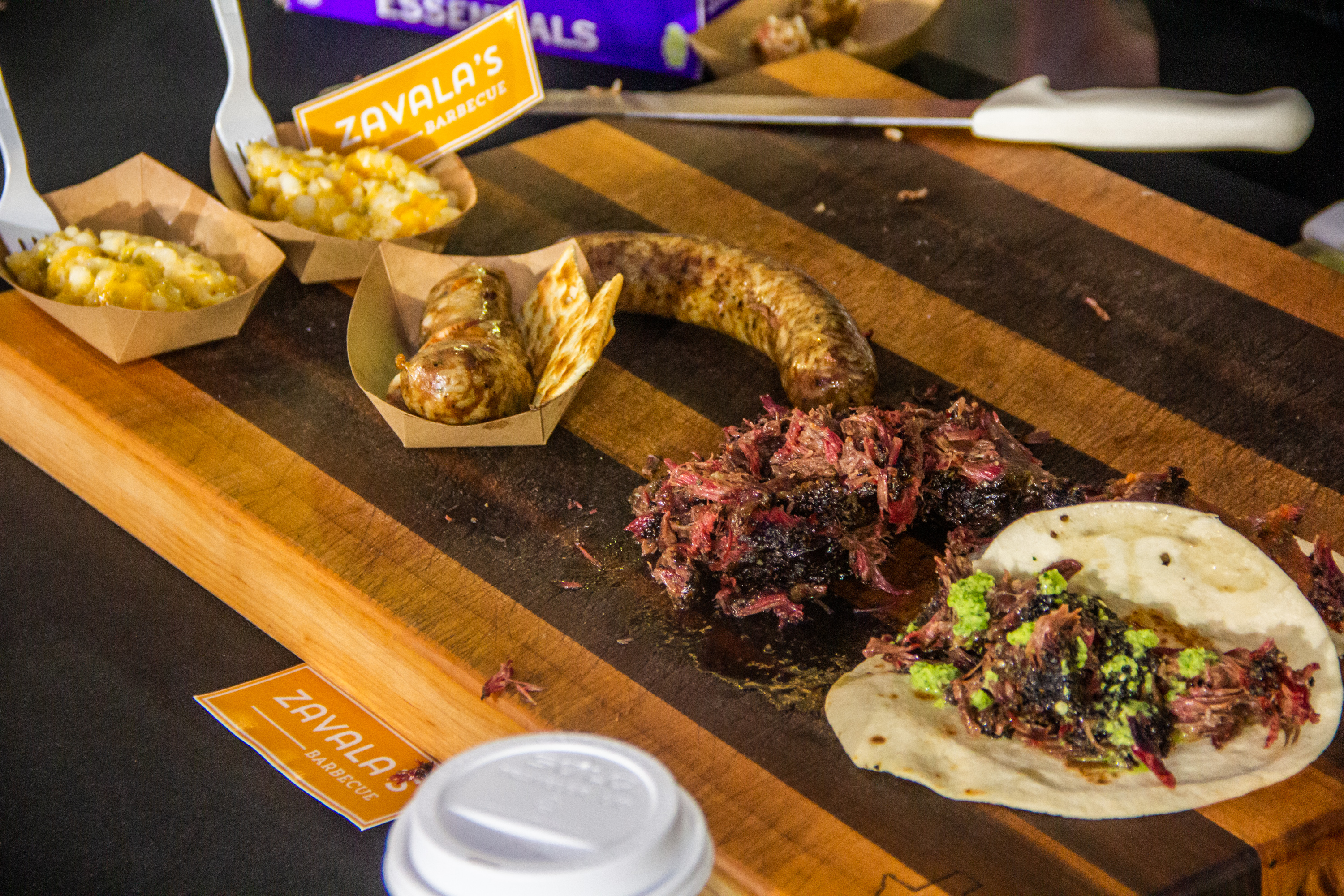 A table with food and drinks on it.