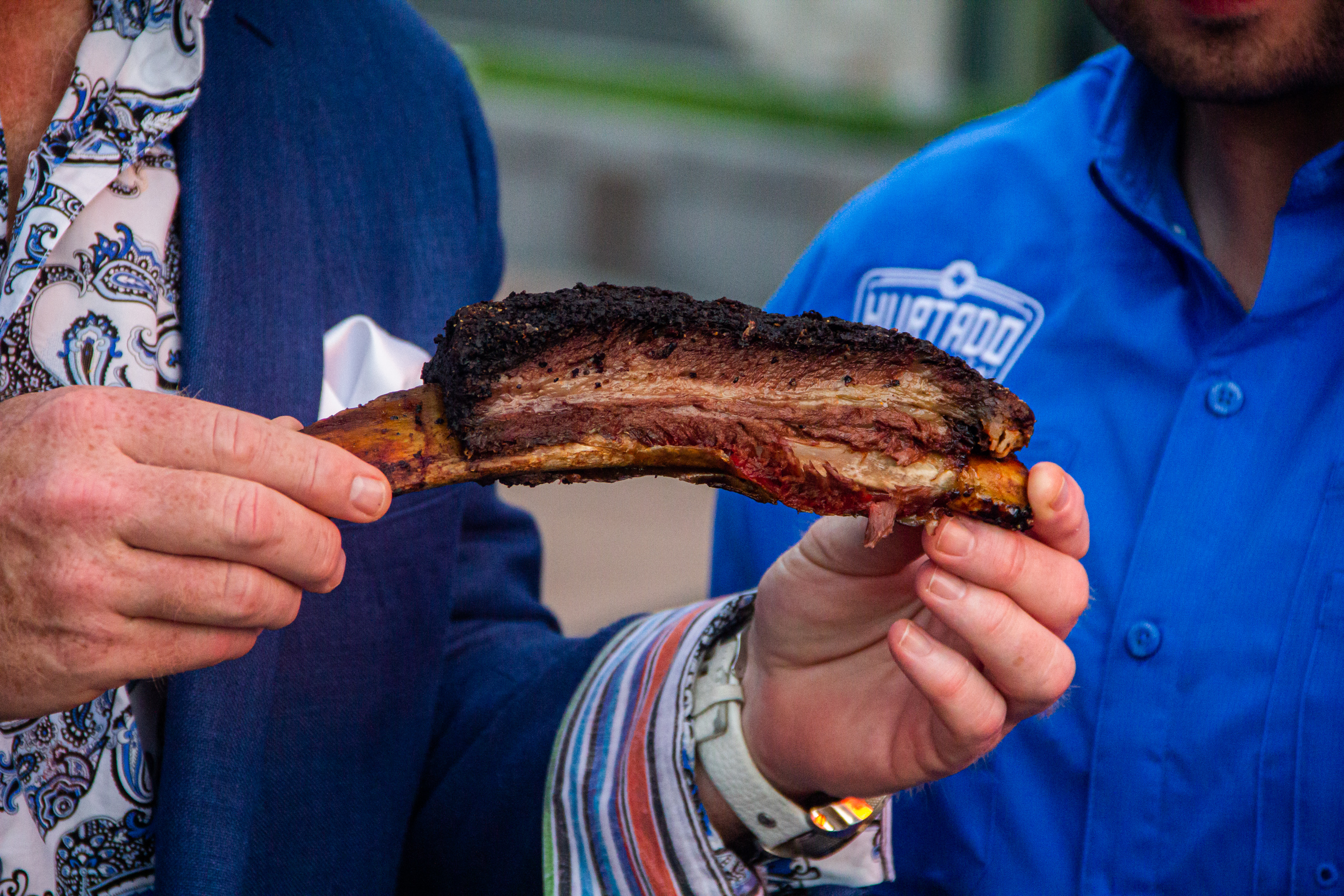 A sign for barbecued meats is displayed.