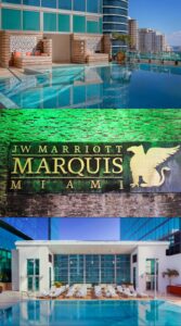 A sign for the jw marriott marquis hotel in miami.